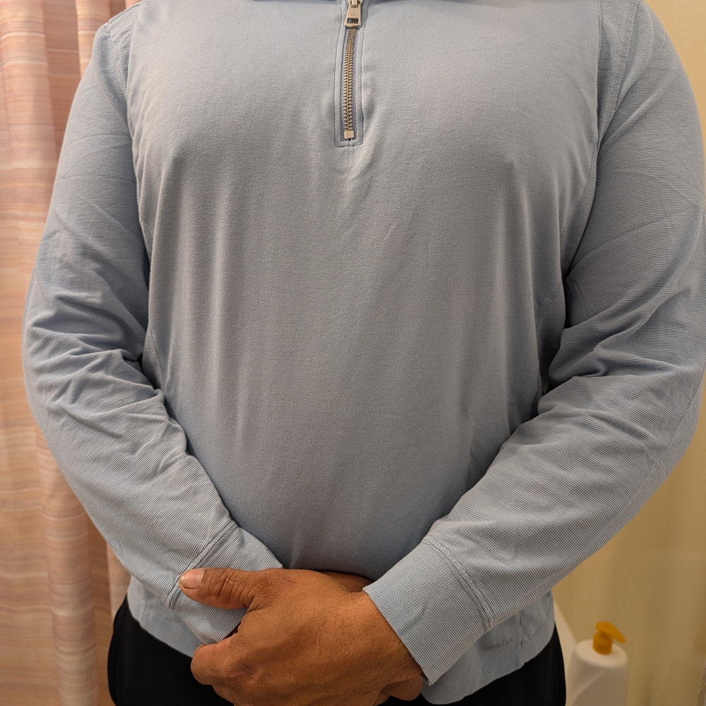 Calvin Klein Collection Sky Blue Quarter-Zip Sweatshirt